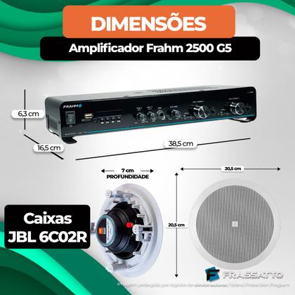 Imagem de Kit Som Ambiente Jbl Bluetooth Usb Sd Conexão Celular + 8 Arandelas de Embutir no Teto Gesso