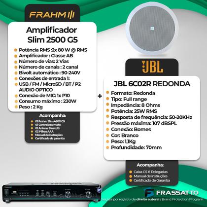 Imagem de Kit Som Ambiente Jbl Bluetooth Usb Sd Conexão Celular + 8 Arandelas de Embutir no Teto Gesso