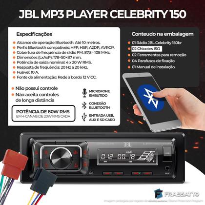 Imagem de Kit Som Automotivo Bluetooth Jbl Carro Usb Sd Mp3 Player + 4 Alto Falantes Portas Jbl