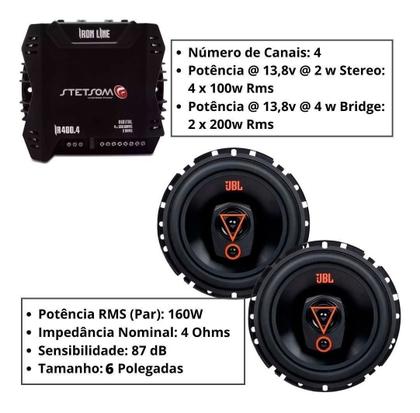 Imagem de Kit Som Automotivo Jbl 4 Alto Falantes Jbl 200w Rms Potencia + Modulo Stetsom ir400.4