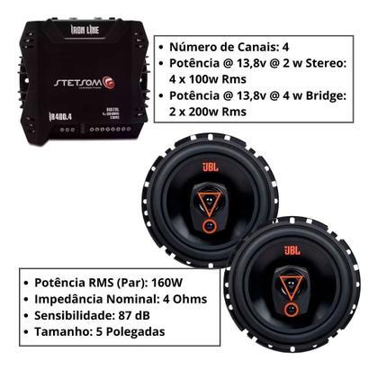 Imagem de Kit Som Automotivo Par Alto Falantes Jbl 160w Fiat Palio Corsa Onix + Módulo Stetsom