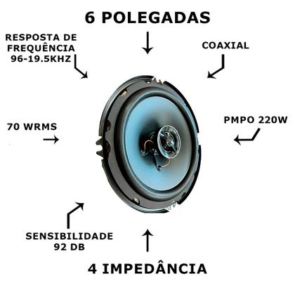 Imagem de Kit Som Automotivo Premium 5"/6" Alto Falantes Nakamichi Portas Dianteiras Traseiras Tampão