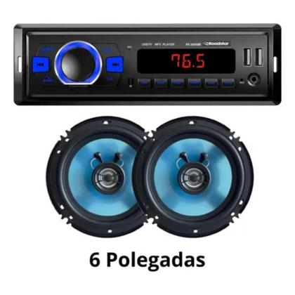 Imagem de Kit Som Automotivo Roadstar RS-2660BR: Auto Rádio Bluetooth + 2 Alto-Falantes 6