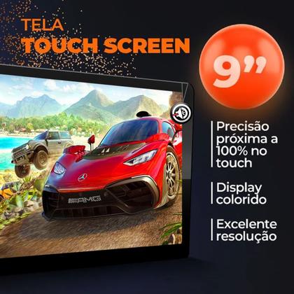 Imagem de Kit Som Carro Central Multimidia Universal 9 Polegadas 2 Din Com Carplay Android Auto Espelhamento Usb Bluetooth + Câmera de ré