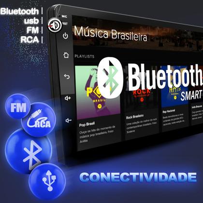 Imagem de Kit Som Carro Central Multimidia Universal 9 Polegadas 2 Din Com Carplay Android Auto Espelhamento Usb Bluetooth + Câmera de ré