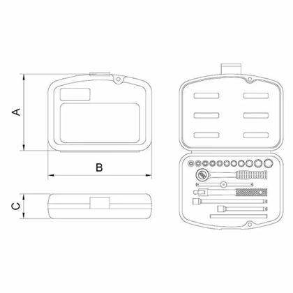 Imagem de Kit Soquete Encaixe 1/4 Pol Sextavado 4,0 a 13,0 MM Com 17 Peças e Maleta TRAMONTINA