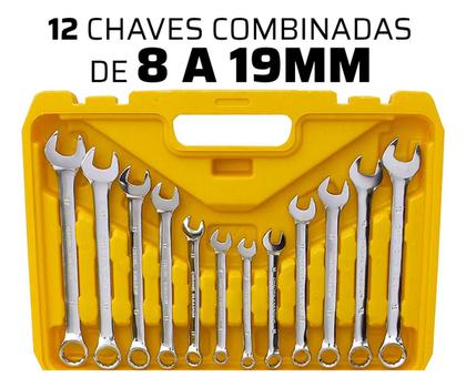 Kit Soquetes Catraca 1/2 Chave Combinada Boca Estrela Maleta