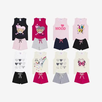 Imagem de Kit Sortido 10 Pçs de Roupas Inf Menina Kit 5 Cjs Infantil (5 Regatas + 5 Shorts)