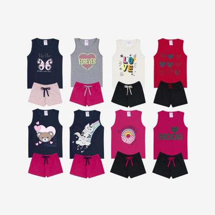 Imagem de Kit Sortido 10 Pçs de Roupas Inf Menina Kit 5 Cjs Infantil (5 Regatas + 5 Shorts)