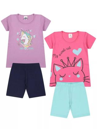 Imagem de Kit Sortido 10 Peças de Roupas bebê Menina Conjunto Ciclista bebê infantil 5 conjuntos