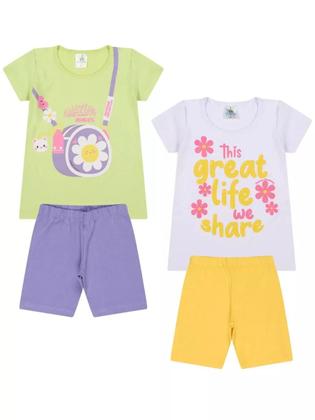 Imagem de Kit Sortido 10 Peças de Roupas bebê Menina Conjunto Ciclista bebê infantil 5 conjuntos