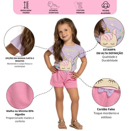 Imagem de Kit Sortido 10 Peças de Roupas Infantil bebê Menina 5 Camisetas 5 Bermudas Kit 5 com Conjuntos Infantil Verão para Menina Bebê dias quentes