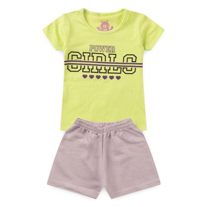 Imagem de Kit Sortido 10 Peças de Roupas Infantil Menina 5 Camisetas + 5 Bermudas - Conjuntos Feminino Verao