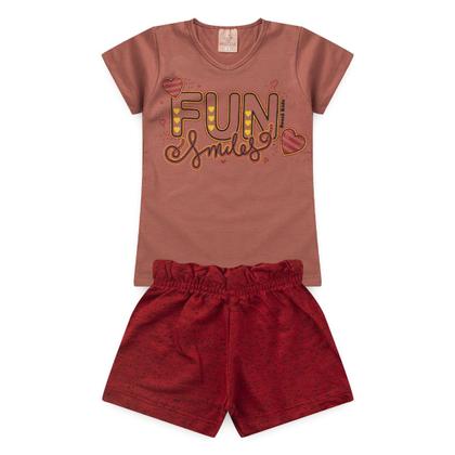 Imagem de Kit Sortido 10 Peças de Roupas Infantil Menina 5 Camisetas + 5 Bermudas - Conjuntos Feminino Verao