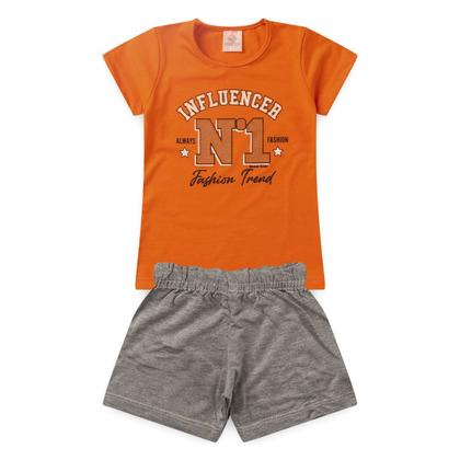 Imagem de Kit Sortido 10 Peças de Roupas Infantil Menina 5 Camisetas + 5 Bermudas - Conjuntos Feminino Verao