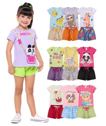 Imagem de Kit Sortido 10 Peças de Roupas Infantil Menina Conjunto Verão Roupas Infantil Menina dias quentes