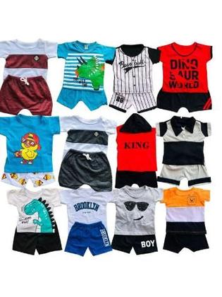 Imagem de Kit Sortido 10 Peças para Bebê menino infantil 5 Camisetas + 5 Bermudas Kit com 5 Conjuntos.