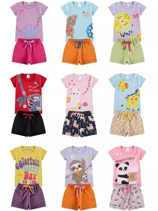 Imagem de Kit Sortido 14 Peças de Roupas Infantil Menina Conjunto Verão Roupas Infantil Menina dias quentes