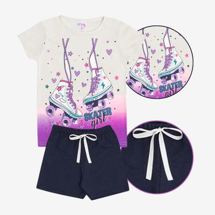 Imagem de Kit Sortido 14 Peças de Roupas Infantil Menina Kit 7 Conjuntos Infantil (7 Camiseta + 7 Shorts)