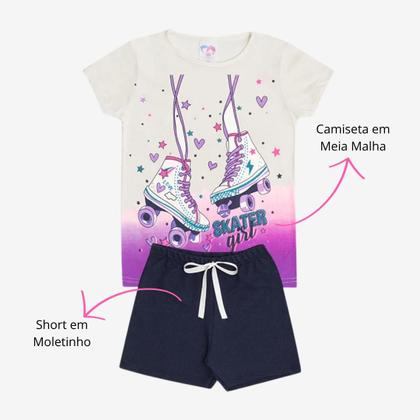 Imagem de Kit Sortido 14 Peças de Roupas Infantil Menina Kit 7 Conjuntos Infantil (7 Camiseta + 7 Shorts)