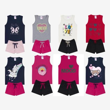 Imagem de Kit Sortido 20 Peças de Roupas Infantil Menina Kit 10 Conjuntos Infantil (10 Regatas + 10 Shorts)