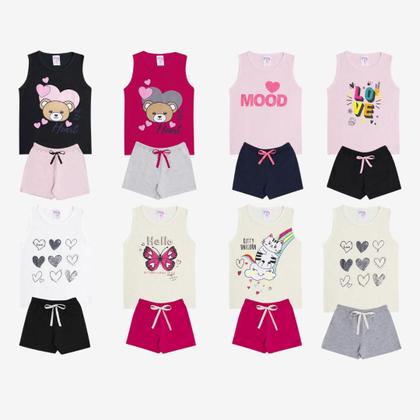 Imagem de Kit Sortido 20 Peças de Roupas Infantil Menina Kit 10 Conjuntos Infantil (10 Regatas + 10 Shorts)