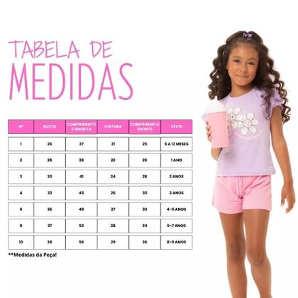 Imagem de Kit Sortido 4 Peças de Roupas Infantil Menina 2 Camisetas 2 Bermudas Kit com 2 Conjuntos de Roupa Infantil Menina Verão Feminino