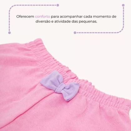 Imagem de Kit Sortido 4 Peças de Roupas Infantil Menina 2 Camisetas 2 Bermudas Kit com 2 Conjuntos de Roupa Infantil Menina Verão Feminino