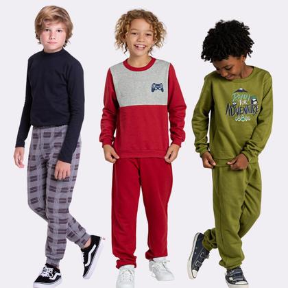 Imagem de Kit Sortido 4 Peças de Roupas Infantis Menino Inverno- 2 Casacos + 2 Calças