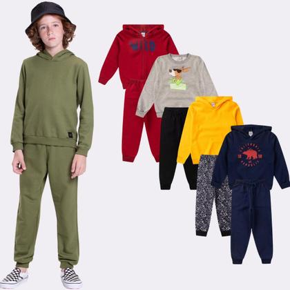 Imagem de Kit Sortido 4 Peças de Roupas Infantis Menino Inverno- 2 Casacos + 2 Calças