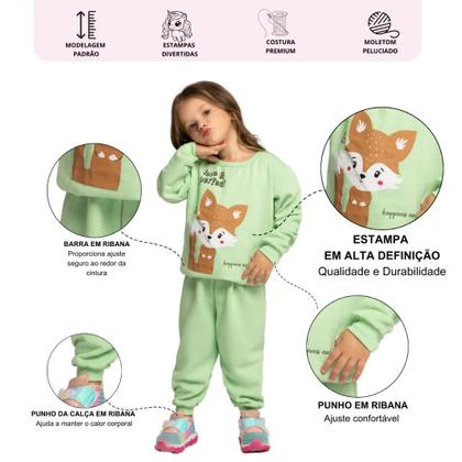 Imagem de Kit Sortido 4 Peças Moletom Roupa De Bebê Menina Infantil Inverno 2 Casacos 2 Calças Tamanhos 6 Meses a 24 Meses