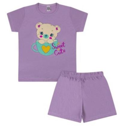 Imagem de Kit Sortido 4 Peças Pijama Infantil Menina - 2 Camisetas + 2 Bermudas