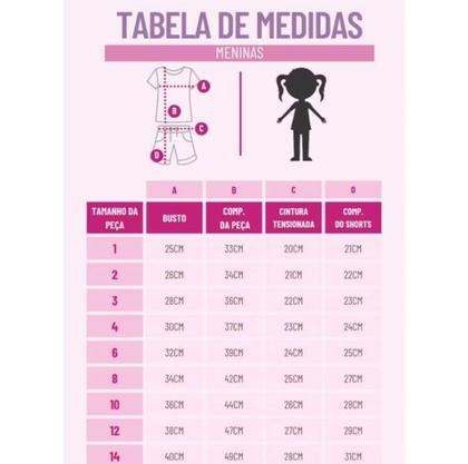 Imagem de Kit Sortido 4 Peças Pijama Infantil Menina - 2 Camisetas + 2 Bermudas