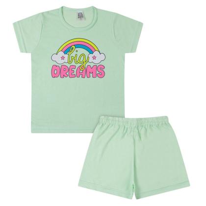 Imagem de Kit Sortido 4 Peças Pijama Infantil Menina - 2 Camisetas + 2 Bermudas