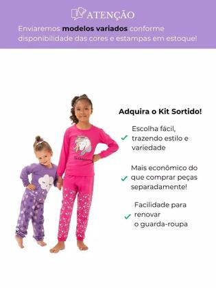 Imagem de Kit Sortido 4 Peças Pijama Manga Longa Bebê Menina 2 Camisas 2 Calças Kit com 2 Pijamas de Roupa Infantil para bebê