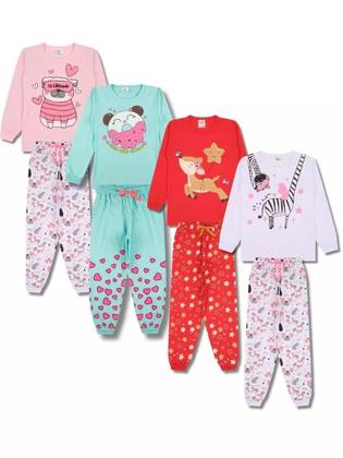 Imagem de Kit Sortido 4 Peças Pijama Manga Longa Bebê Menina 2 Camisas 2 Calças Kit com 2 Pijamas de Roupa Infantil para bebê