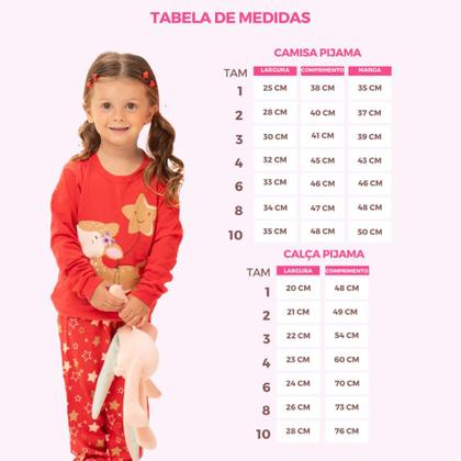 Imagem de Kit Sortido 4 Peças Pijama Manga Longa Menina 2 Camisas 2 Calças Kit com 2 Pijamas de Roupa Infantil para menina