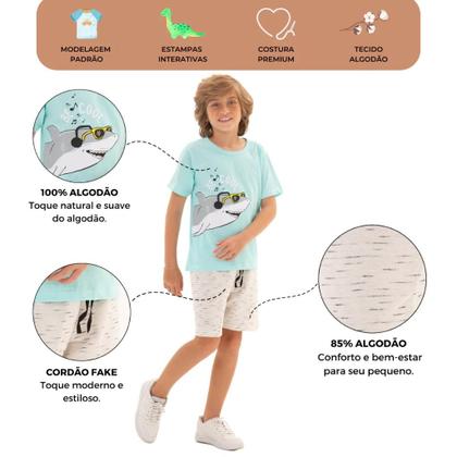 Imagem de Kit Sortido 6 Peças de Roupas Infantil Masculino para Menino 3 Camisetas 3 Bermudas Kit com 3 Conjuntos Infantil Verão para Menino dias quentes