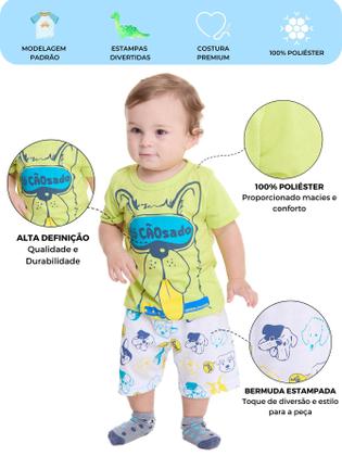 Imagem de Kit Sortido 6 Peças Pijama Curto infantil Menino 3 Camisas 3 Bermudas Kit 3 Pijamas menino Roupa Infantil