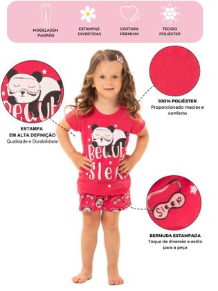 Imagem de Kit Sortido 8 Peças Pijama Curto infantil Menina 4 Camisas 4 Bermudas Kit 4 Pijamas menina Roupa Infantil