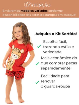 Imagem de Kit Sortido 8 Peças Pijama Curto infantil Menina 4 Camisas 4 Bermudas Kit 4 Pijamas menina Roupa Infantil