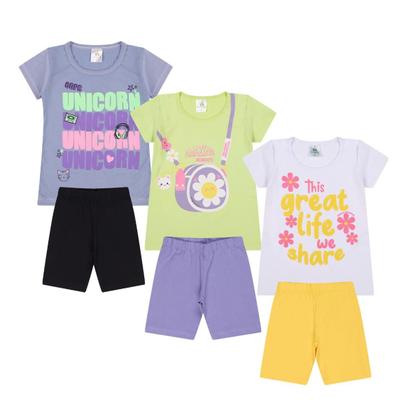 Imagem de Kit Sortido conjunto bebê 6 Peças de Roupas Bebê Menina Conjunto Ciclista Roupas Bebê Menina