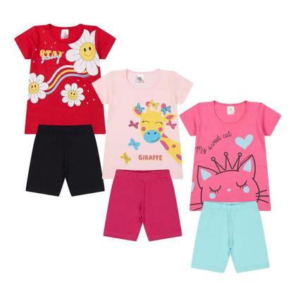 Imagem de Kit Sortido conjunto bebê 6 Peças de Roupas Bebê Menina Conjunto Ciclista Roupas Bebê Menina