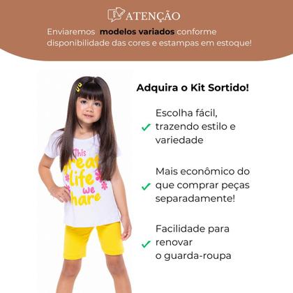 Imagem de Kit Sortido conjunto infantil menina 6 Peças de Roupas Bebê Menina Conjunto Ciclista Roupas infantil Menina