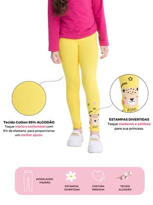 Imagem de Kit Sortido de 3 Calças Leggings de Cotton para Meninas Legging Menina conforto