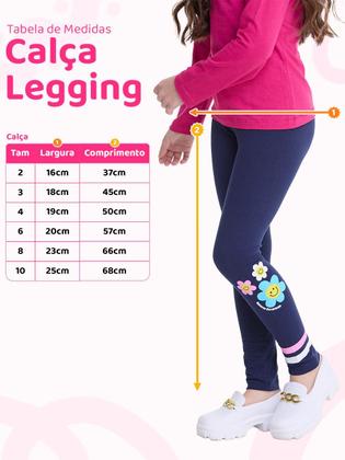 Imagem de Kit Sortido de 3 Calças Leggings de Cotton para Meninas Legging Menina conforto