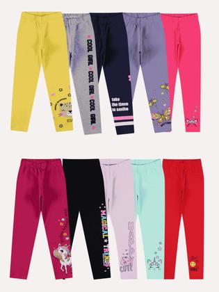Imagem de Kit Sortido de 3 Calças Leggings de Cotton para Meninas Legging Menina conforto