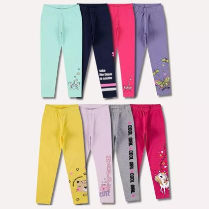 Imagem de Kit Sortido de 4 Calças Leggings de Cotton Meninas Roupa Infantil menina conforto