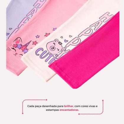 Imagem de Kit Sortido de 4 Calças Leggings de Cotton Meninas Roupa Infantil menina conforto