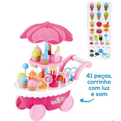 Imagem de Kit Sorveteria Musical Infantil Carrinho de Sorvete Com Luz, Som E Acessórios